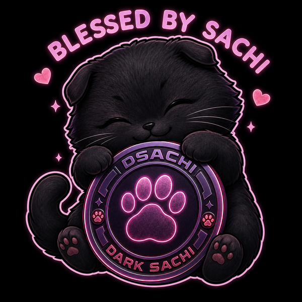 Chibi Sachi hugging a coin, Blessed by Sachi