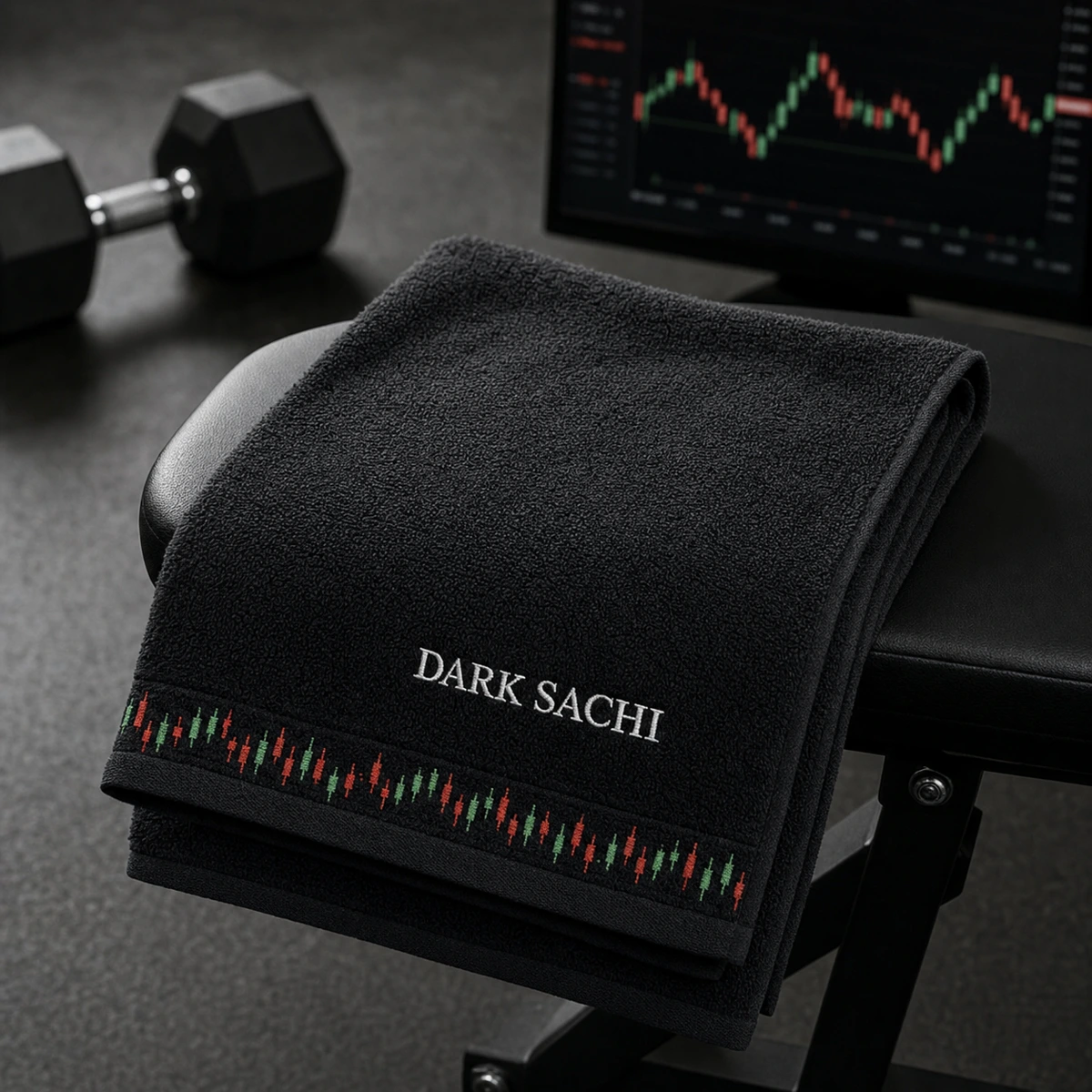 Chart Watch Gym Towel — Dark Sachi towels from the $DSACHI nocturnal collection