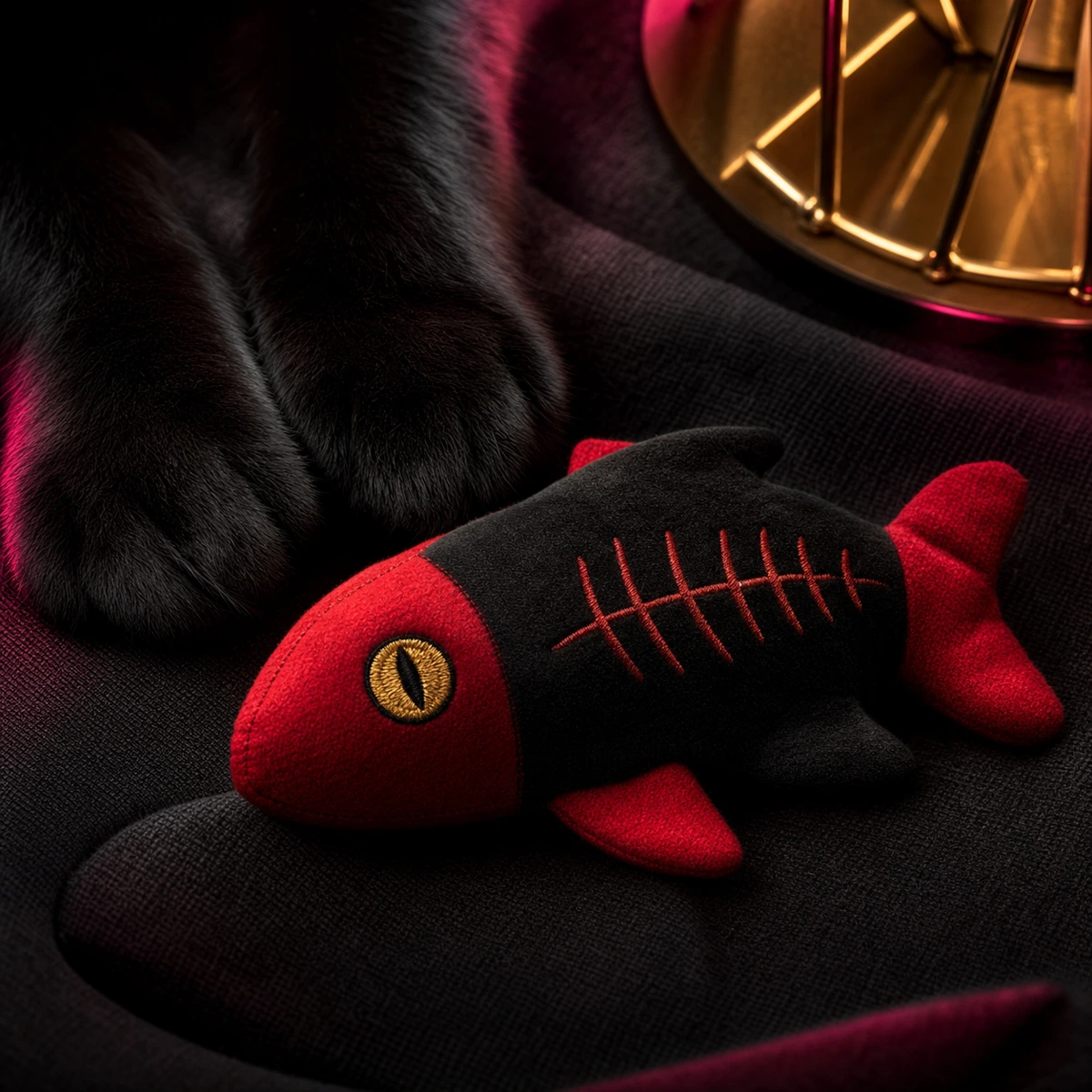 FUD Fish Toy — Dark Sachi cat toys from the $DSACHI nocturnal collection