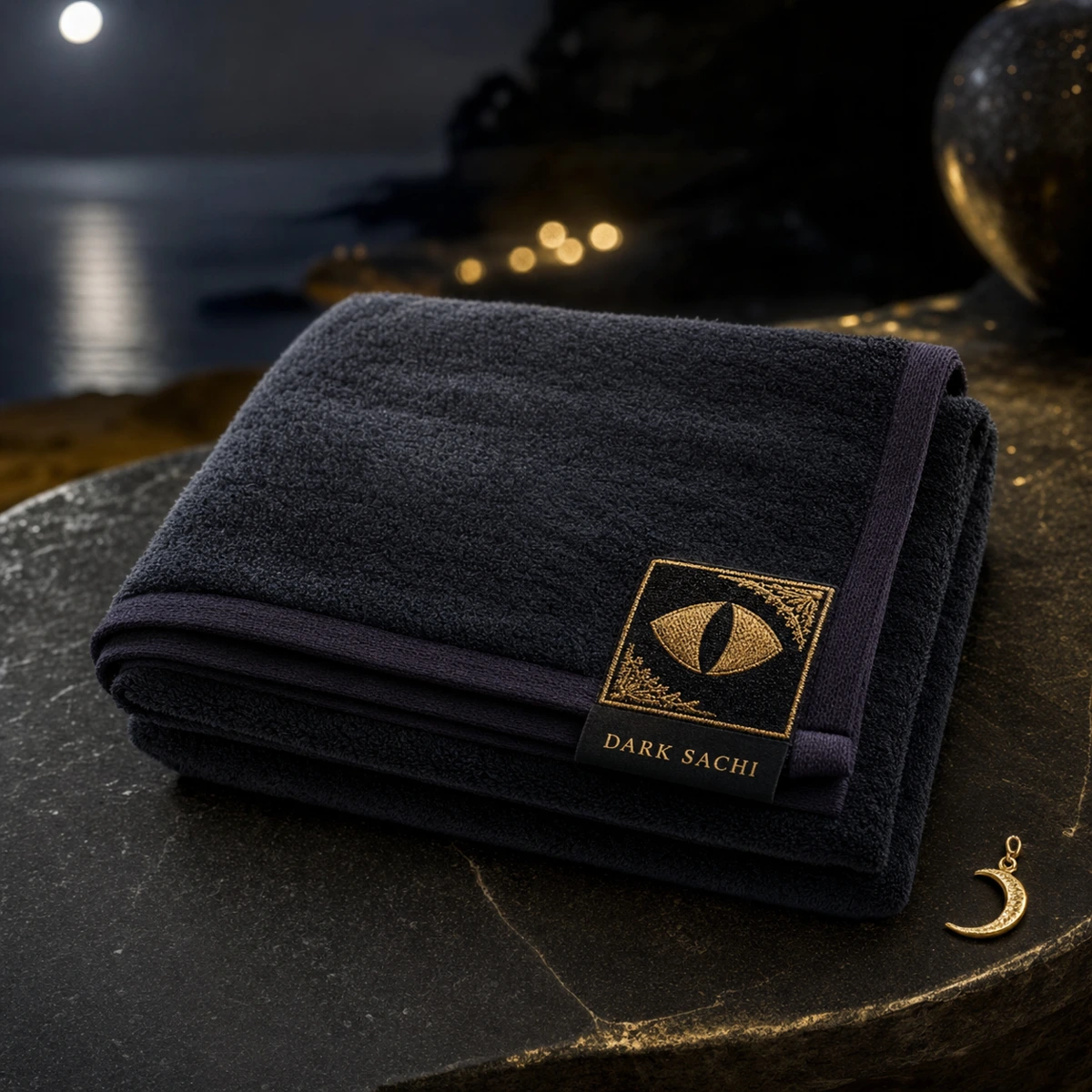 Moonlit Void Towel — Dark Sachi towels from the $DSACHI nocturnal collection