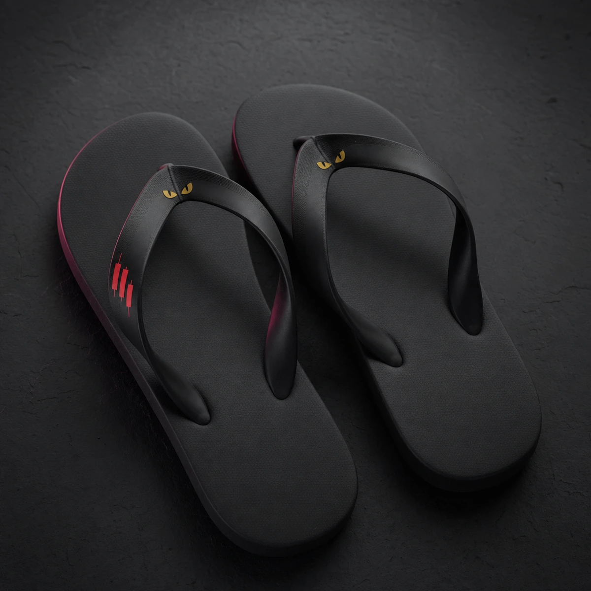 Red Candle Flip Flops — Dark Sachi flip flops from the $DSACHI nocturnal collection