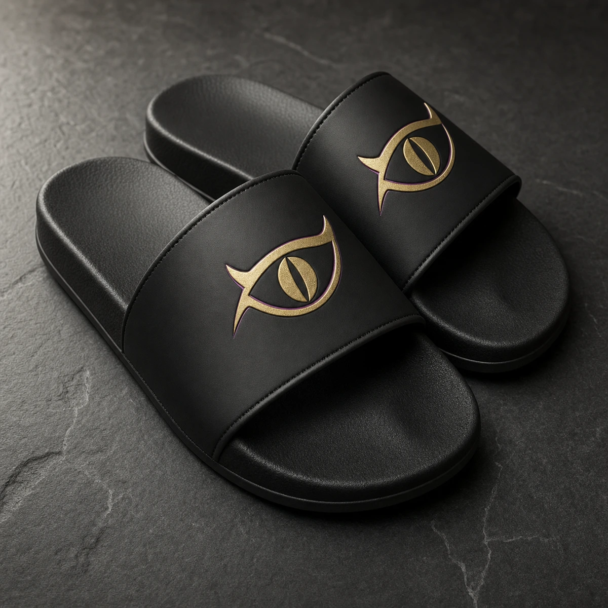 Void Beach Slides — Dark Sachi flip flops from the $DSACHI nocturnal collection